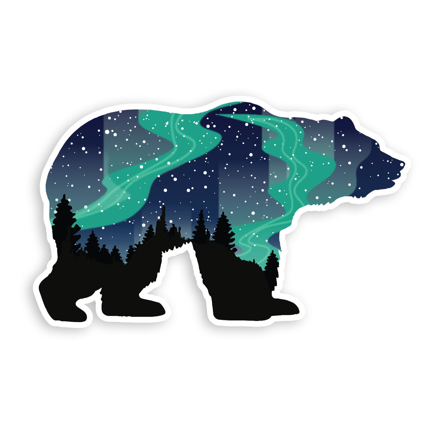 Northern Lights Grizzly Bear Sticker