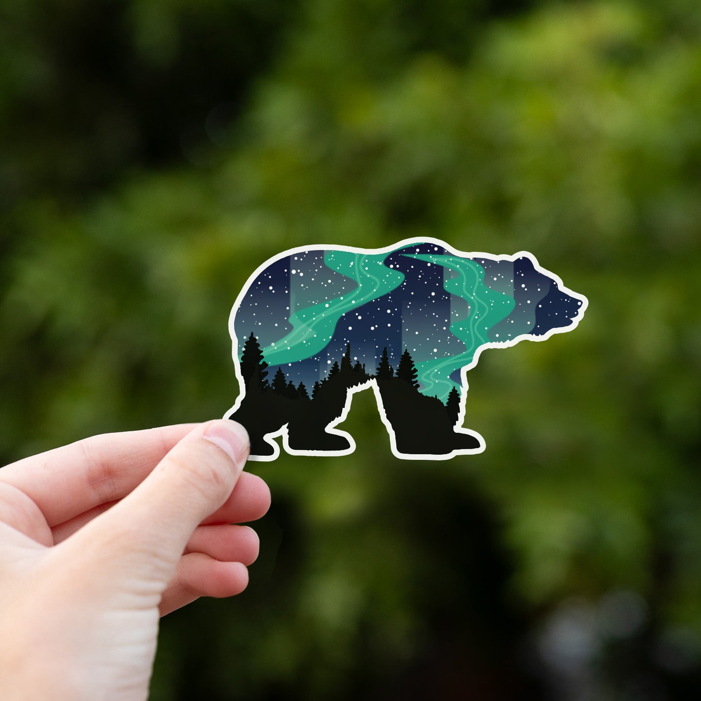Northern Lights Grizzly Bear Sticker
