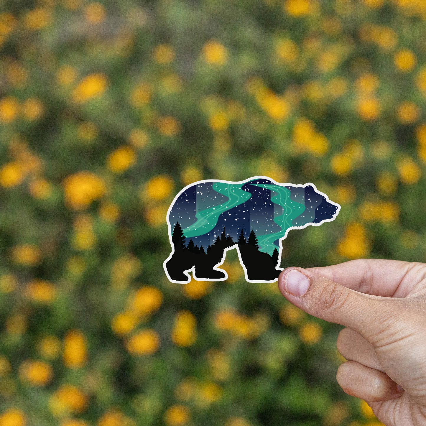 Northern Lights Grizzly Bear Sticker