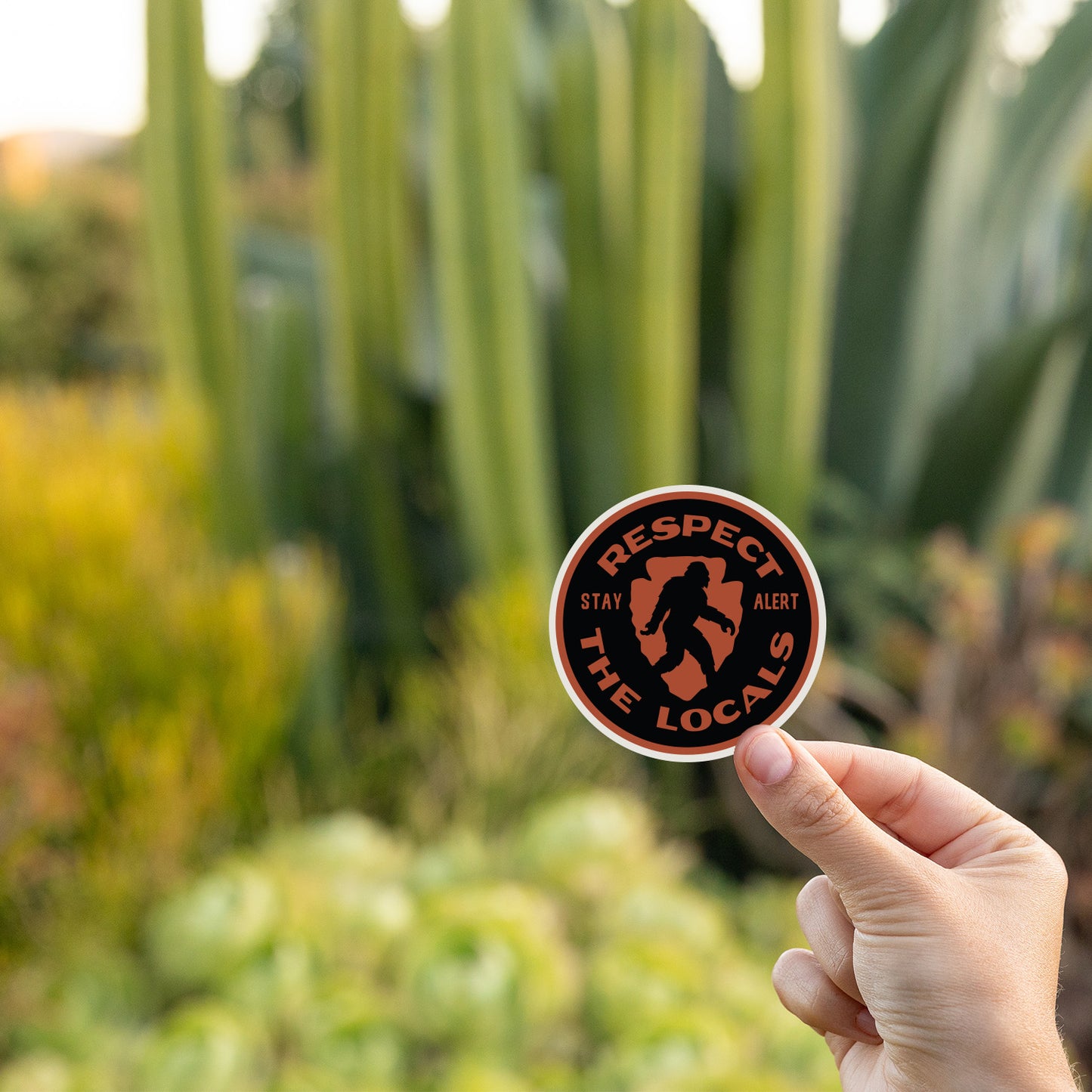 Respect the Locals Bigfoot Stay Alert Sticker