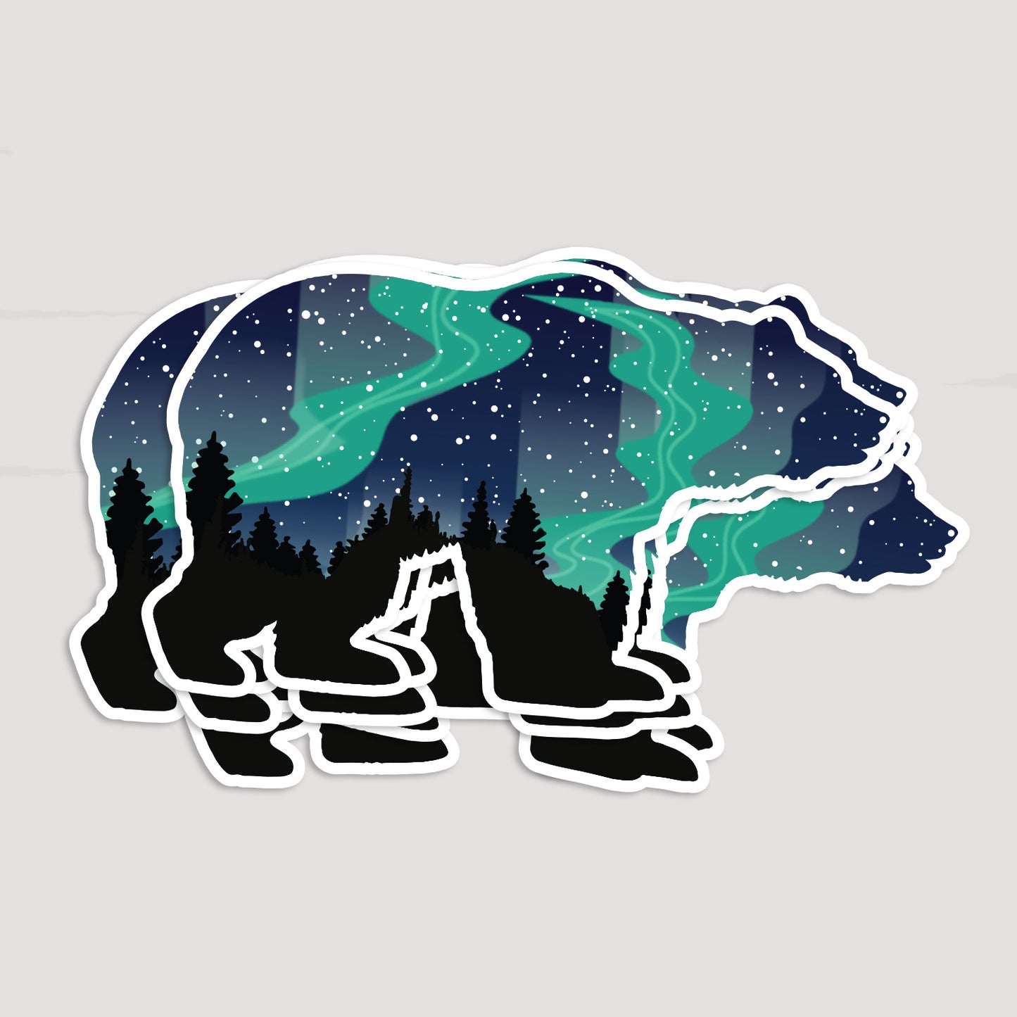 Northern Lights Grizzly Bear Sticker