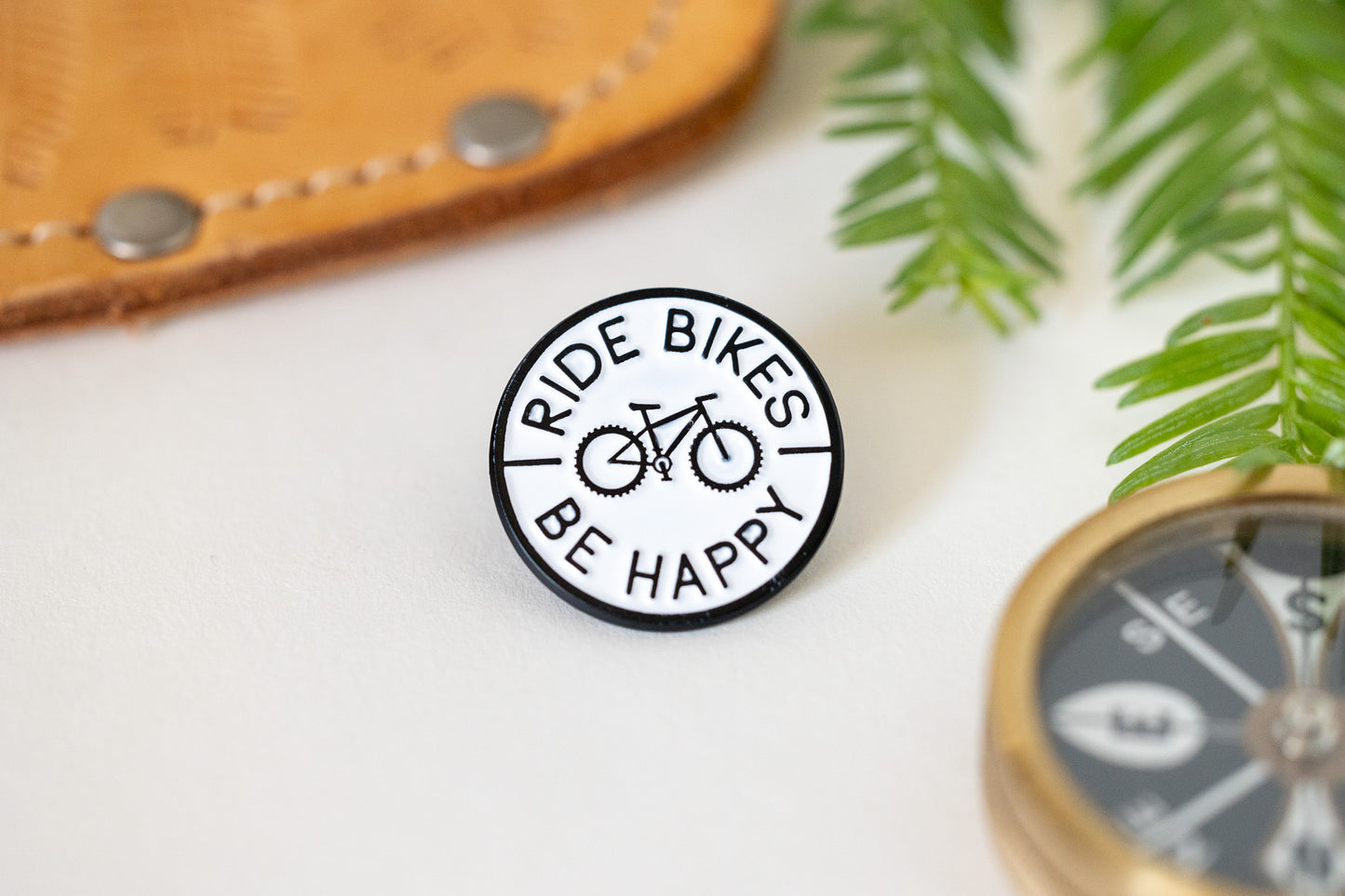 Ride Bikes Be Happy Enamel Pin