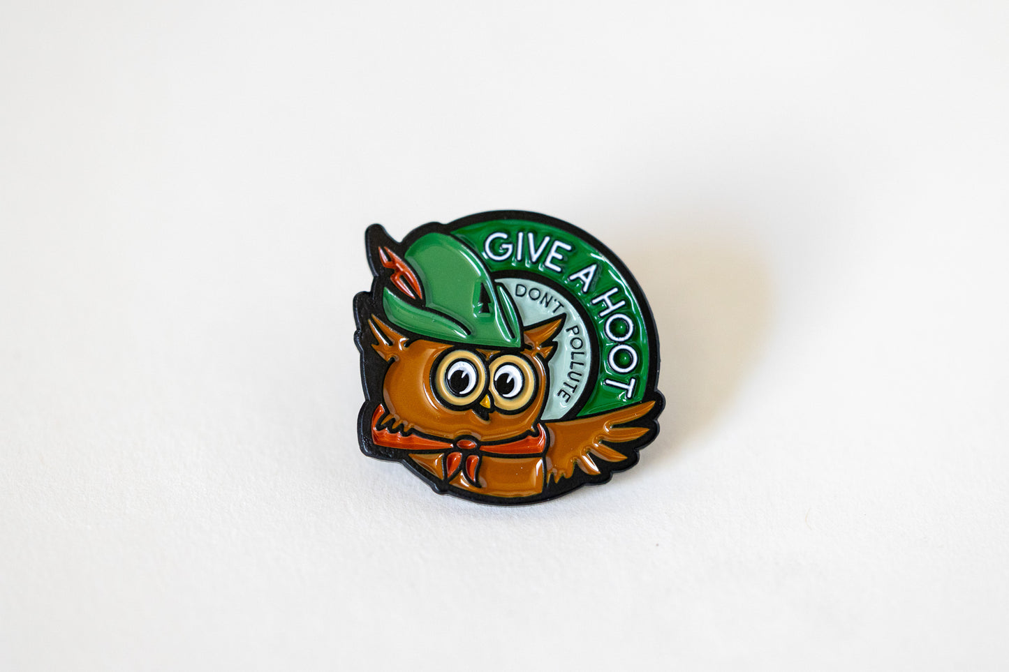 Give a Hoot Don't Pollute Enamel Pin