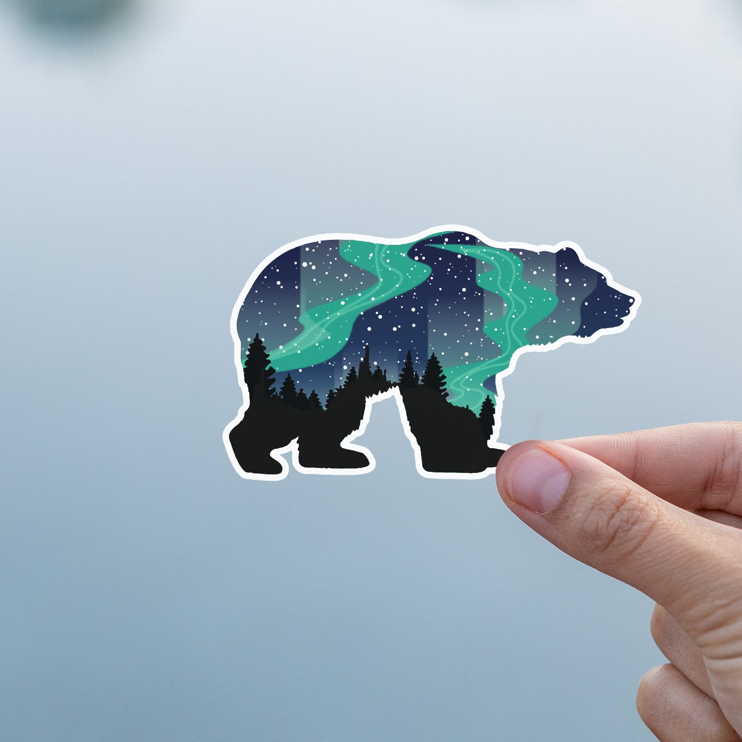 Northern Lights Grizzly Bear Sticker