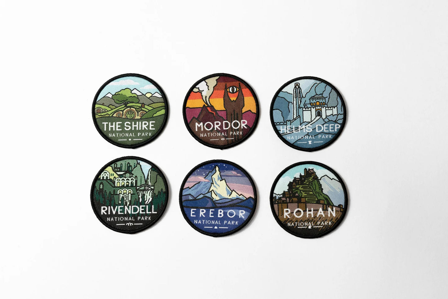 "Middle Earth National Parks" Set of 6 Patches