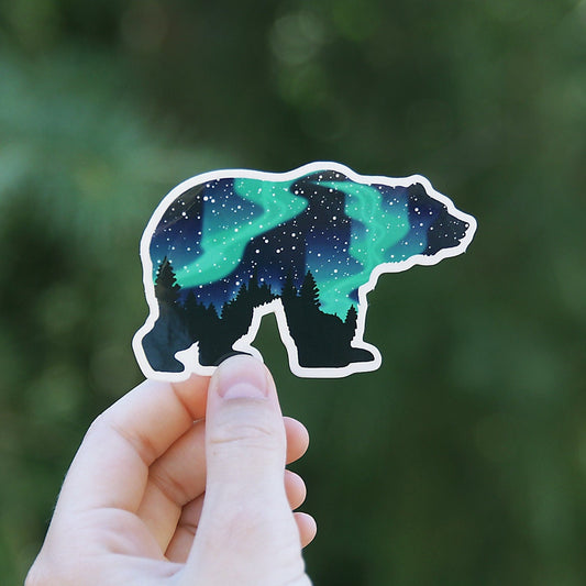 Northern Lights Grizzly Bear Sticker