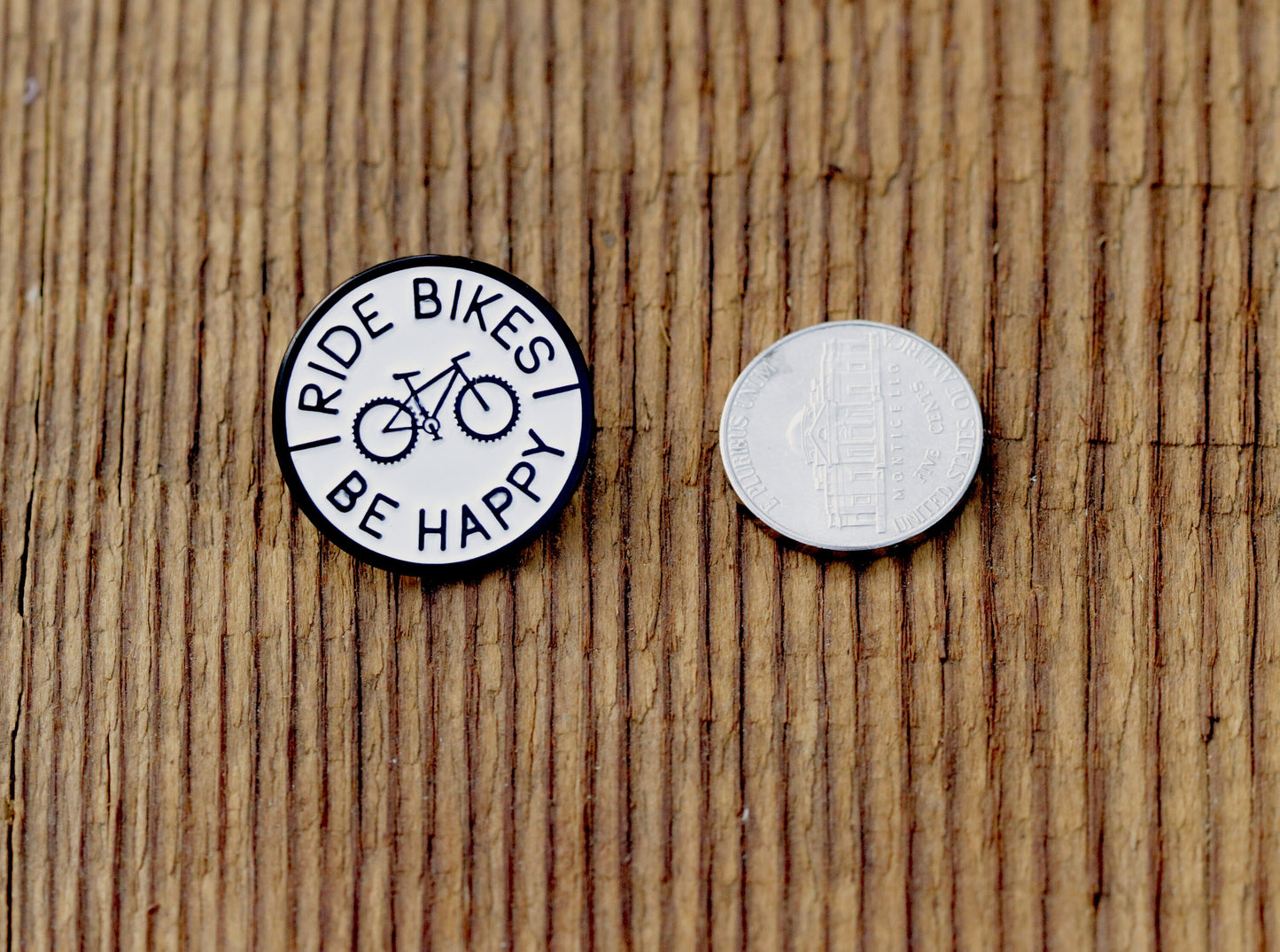 Ride Bikes Be Happy Enamel Pin