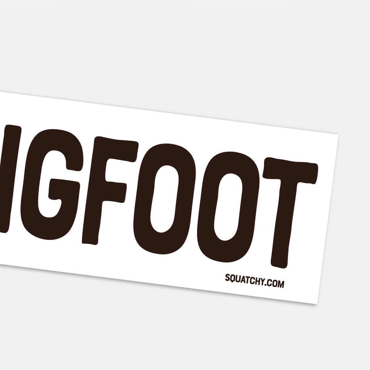 A close crop catches the end of the I Heart Bigfoot sticker, bold letters filling the white background.