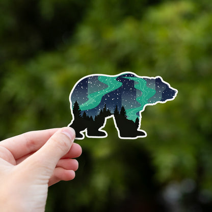 Northern Lights Grizzly Bear Sticker