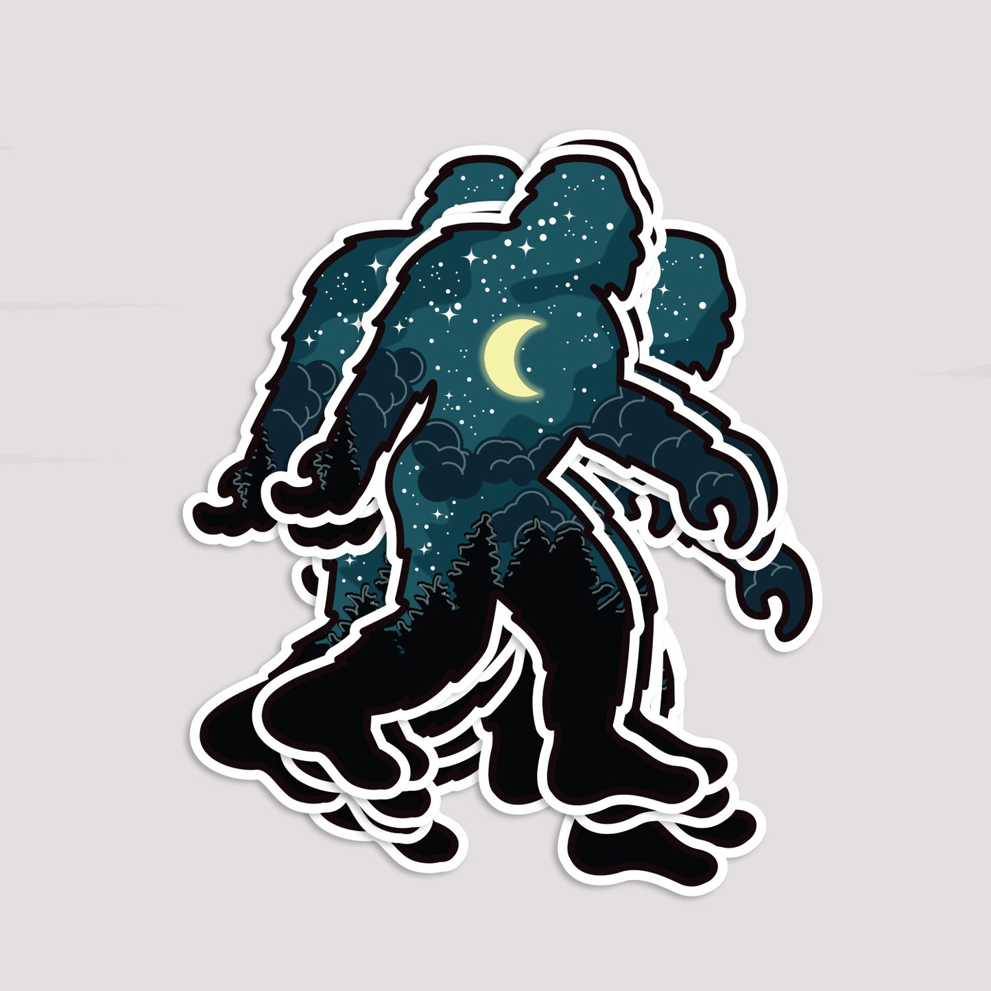 Bigfoot Night Sky Sticker