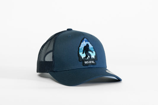 LARIX Trucker Hat, Wild Bigfoot Hat, Black Sasquatch Hat Bigfoot
