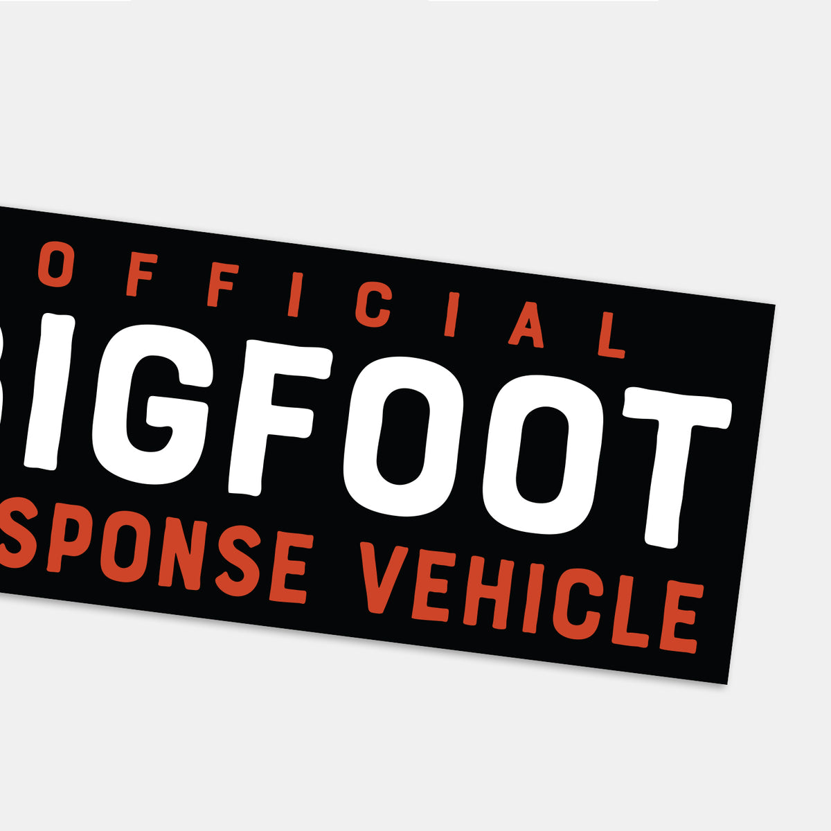 A tight crop shows only the white BIGFOOT lettering and orange RESPONSE VEHICLE text filling the frame.